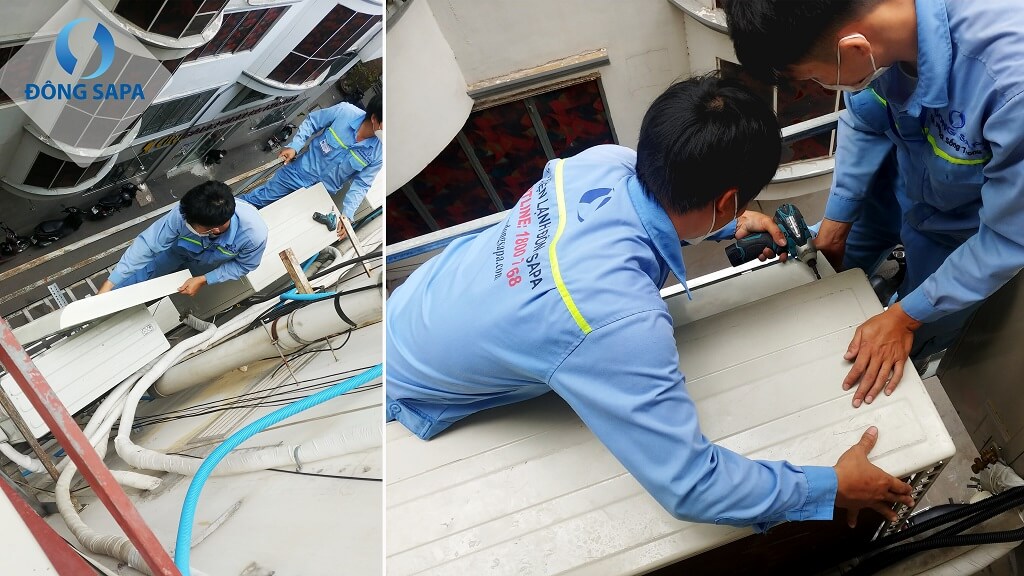 lắp đặt cánh hướng dòng dàn nóng