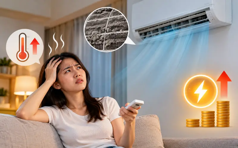 Máy lạnh hao điện nhưng phòng vẫn không đủ mát